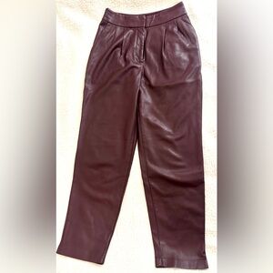 Express Maroon Faux Leather Trousers
